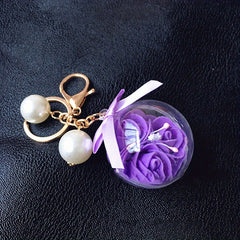 Immortal Flower Crystal Ball Key Chain DIY Pendant