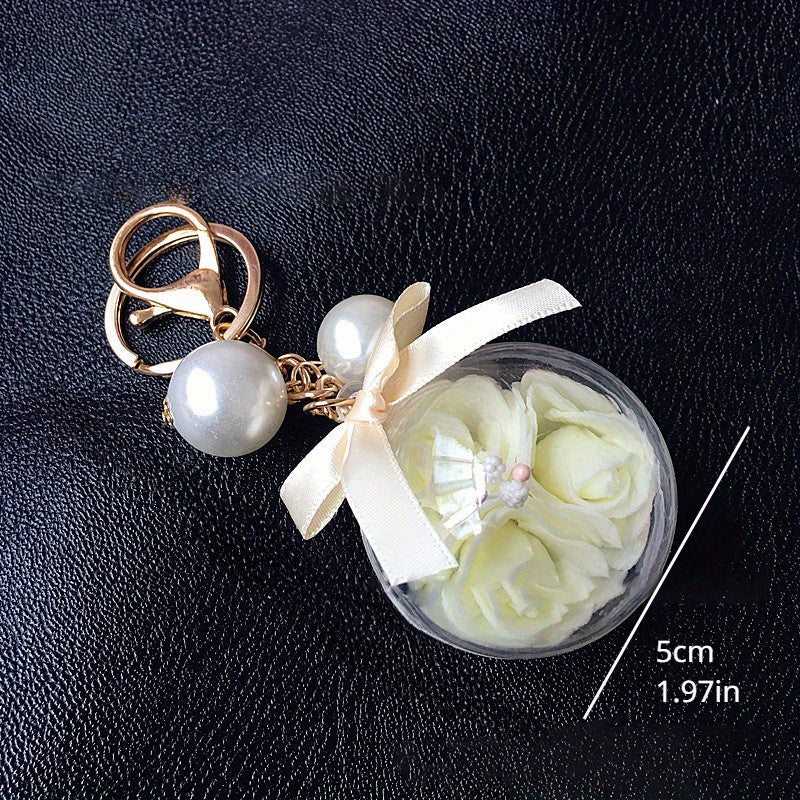 Immortal Flower Crystal Ball Key Chain DIY Pendant