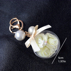 Immortal Flower Crystal Ball Key Chain DIY Pendant