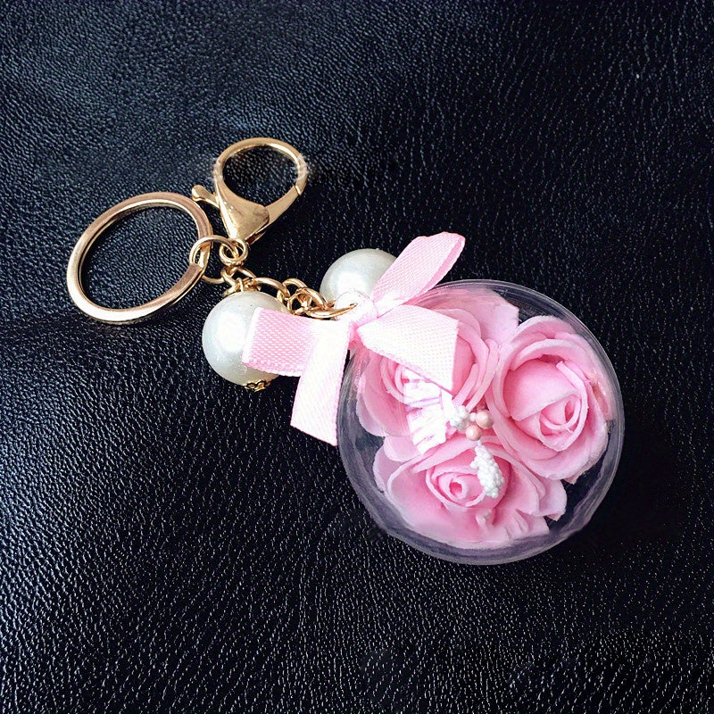 Immortal Flower Crystal Ball Key Chain DIY Pendant