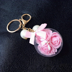 Immortal Flower Crystal Ball Key Chain DIY Pendant