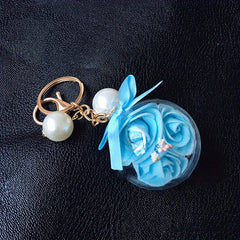Immortal Flower Crystal Ball Key Chain DIY Pendant