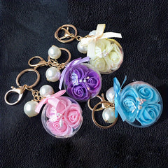 Immortal Flower Crystal Ball Key Chain DIY Pendant