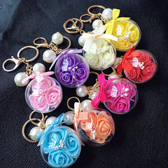 Immortal Flower Crystal Ball Key Chain DIY Pendant