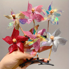 5pcs Sequin Laser Windmill Hairpin Hair Accessories Headwear