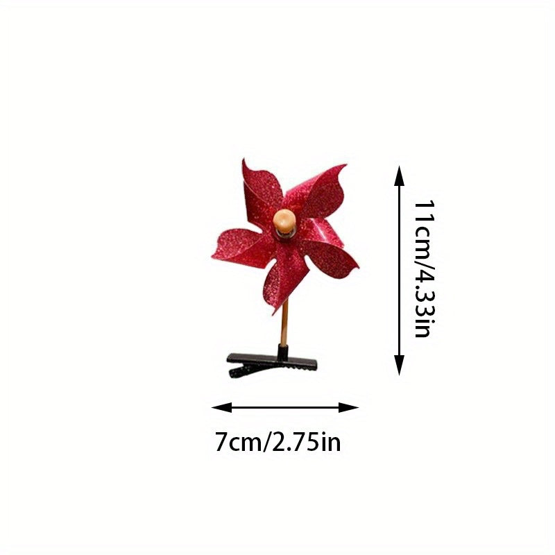 5pcs Sequin Laser Windmill Hairpin Hair Accessories Headwear