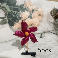 5pcs Sequin Laser Windmill Hairpin Hair Accessories Headwear