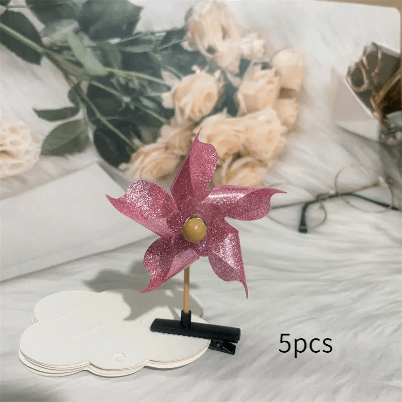 5pcs Sequin Laser Windmill Hairpin Hair Accessories Headwear