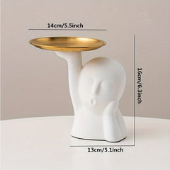 Abstract Art Face Statue Storage Tray Modern Home Decor Key Bowl Entryway Table