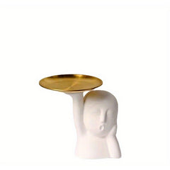 Abstract Art Face Statue Storage Tray Modern Home Decor Key Bowl Entryway Table