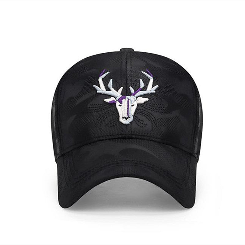 Embroidered Deer Head Baseball Cap Sun Hat Trucker Hat