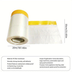 1pc Disposable Furniture Dust Cover Dust Cloth With Tape Plastic Dust Cover