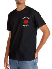 Red Rose Print Men's Graphic T-shirt Casual Comfy Tees For Summer