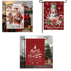 3pcs Merry Christmas Flags Hanging Decoration for Courtyard/Garden