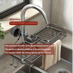 Adjustable Kitchen Organizer Shelf for Sponge and Faucet Storage