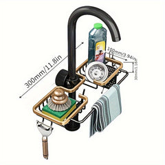 Adjustable Kitchen Organizer Shelf for Sponge and Faucet Storage