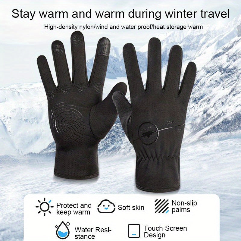 Warm Velvet Waterproof Touch Screen Cycling Gloves