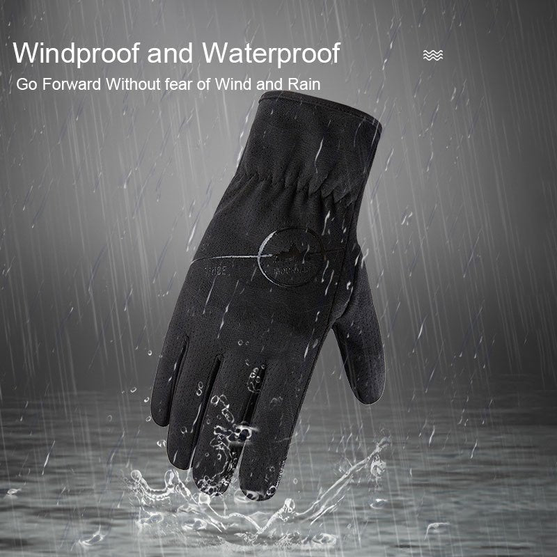 Warm Velvet Waterproof Touch Screen Cycling Gloves