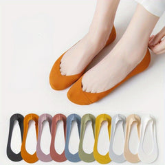 Women's Ice Silk Boat Socks 5 Pairs Thin Anti-Skid Heel Invisible Socks
