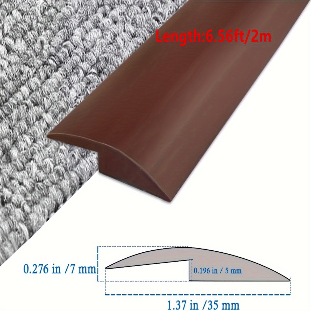 6.56ft Self Adhesive Floor Transition Strip PVC Threshold Transitions