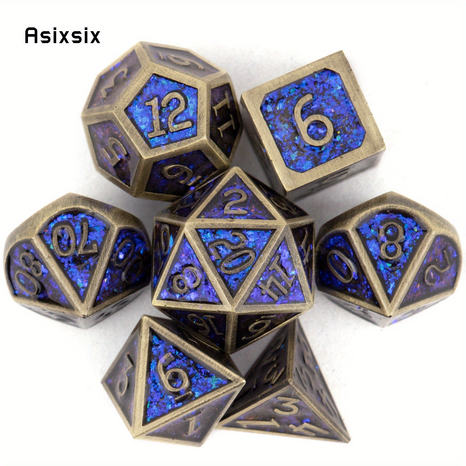 7pcs Copper Solid Metal Polyhedral Dice Set for RPG