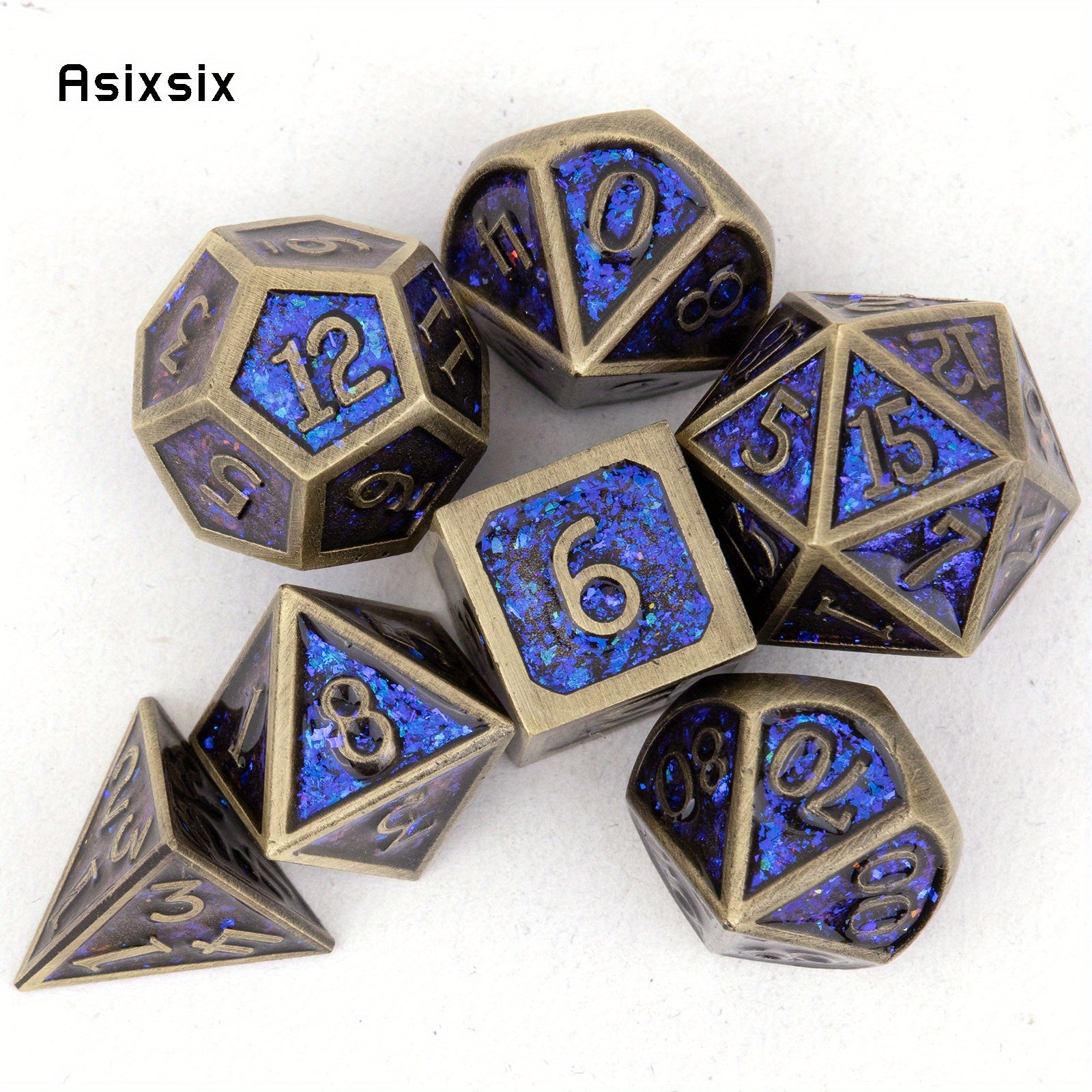 7pcs Copper Solid Metal Polyhedral Dice Set for RPG