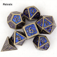7pcs Copper Solid Metal Polyhedral Dice Set for RPG