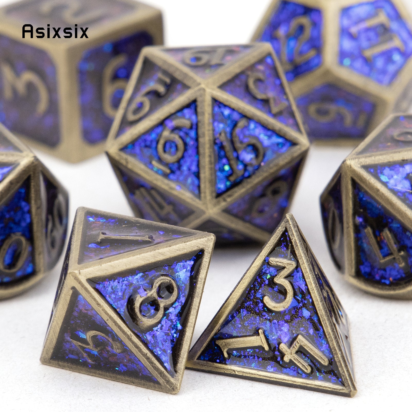 7pcs Copper Solid Metal Polyhedral Dice Set for RPG