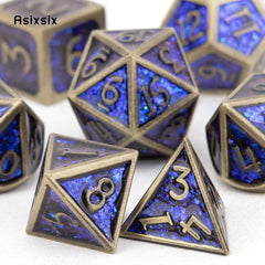 7pcs Copper Solid Metal Polyhedral Dice Set for RPG