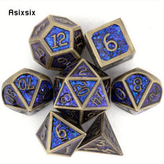 7pcs Copper Solid Metal Polyhedral Dice Set for RPG