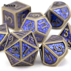 7pcs Copper Solid Metal Polyhedral Dice Set for RPG