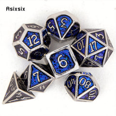 7pcs Silvery Metal Polyhedral Dice Set for RPG Board Game
