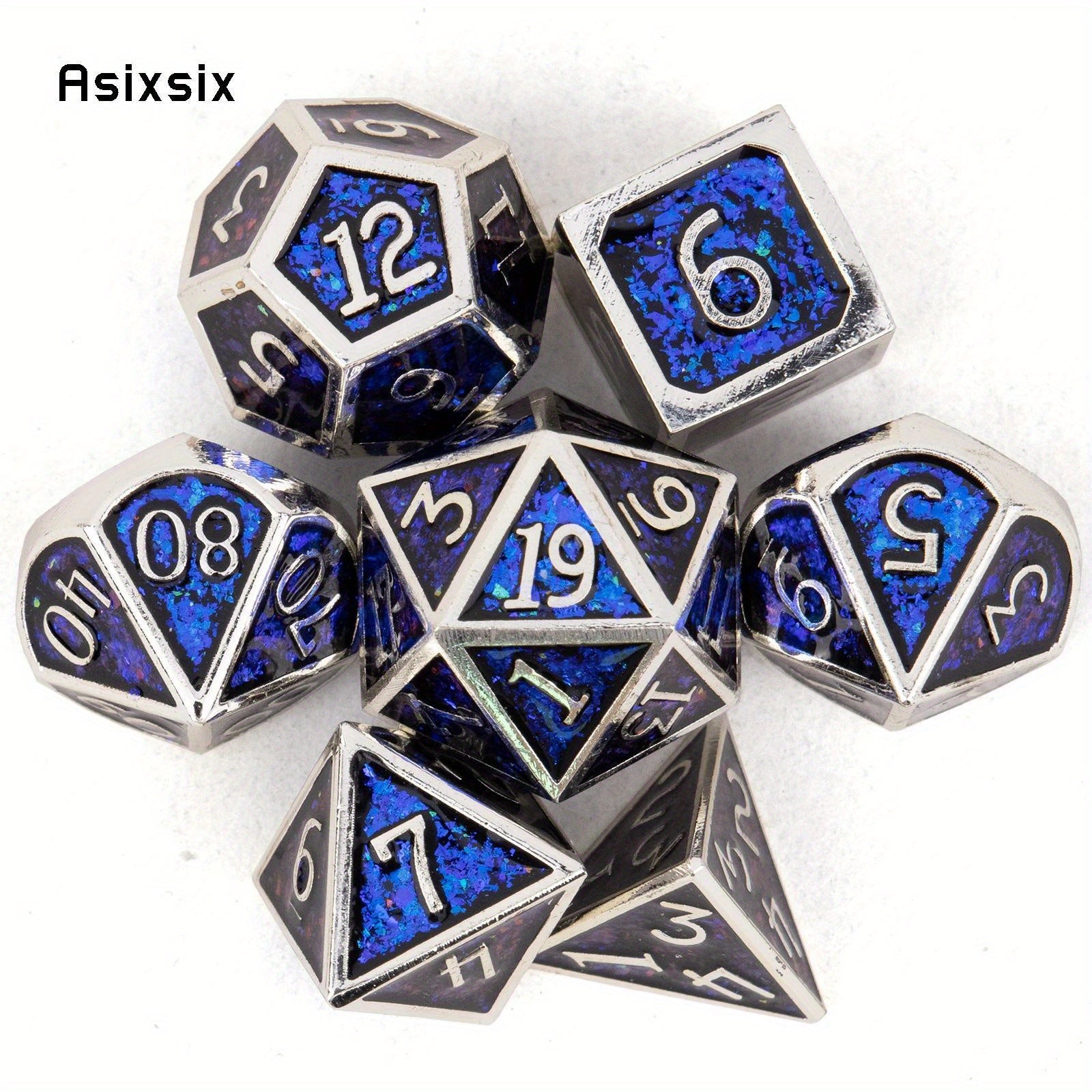 7pcs Silvery Metal Polyhedral Dice Set for RPG Board Game