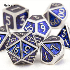 7pcs Silvery Metal Polyhedral Dice Set for RPG Board Game