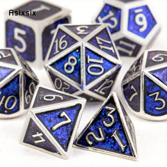 7pcs Silvery Metal Polyhedral Dice Set for RPG Board Game