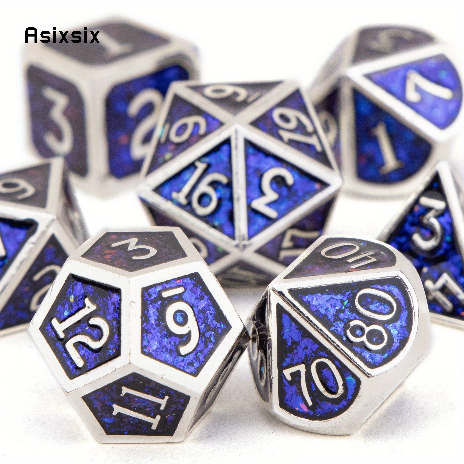 7pcs Silvery Metal Polyhedral Dice Set for RPG Board Game