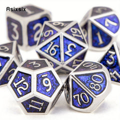 7pcs Silvery Metal Polyhedral Dice Set for RPG Board Game