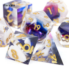 7pcs Golden Number Resin Polyhedral Dice Set for RPG Board Game