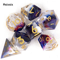 7pcs Golden Number Resin Polyhedral Dice Set for RPG Board Game