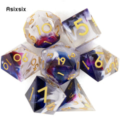7pcs Golden Number Resin Polyhedral Dice Set for RPG Board Game