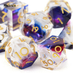 7pcs Golden Number Resin Polyhedral Dice Set for RPG Board Game