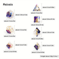 7pcs Golden Number Resin Polyhedral Dice Set for RPG Board Game