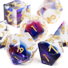 7pcs Golden Number Resin Polyhedral Dice Set for RPG Board Game