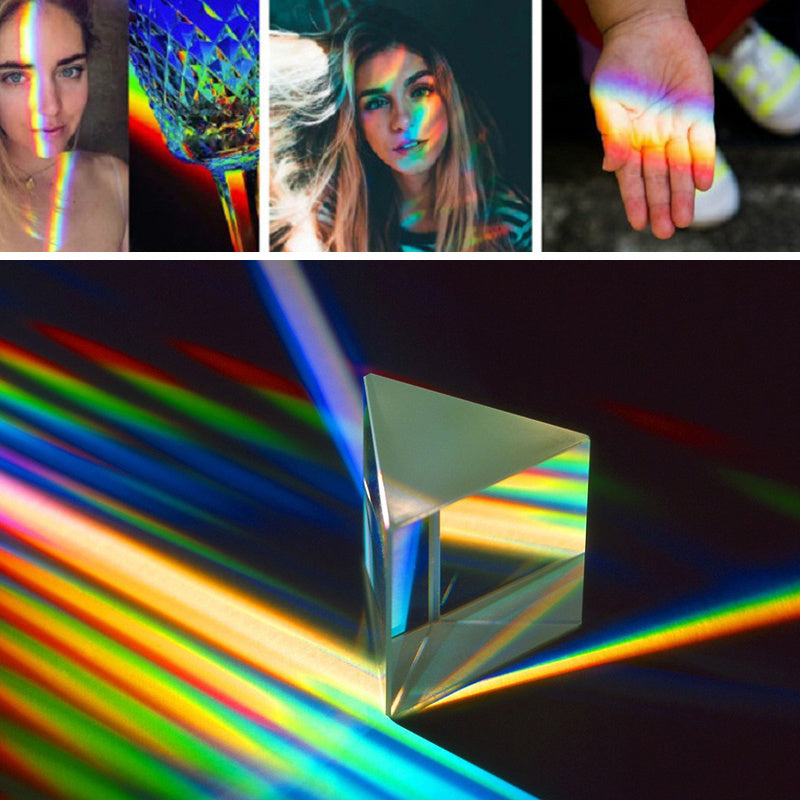 3x3x5cm Triangular Prism Rainbow Seven Photography Props Crystal