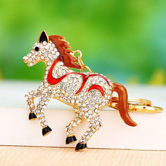 Horse Rhinestone Keychain Alloy Purse Charm Pendant