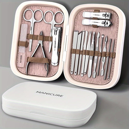 18pcs Portable Nail Clippers Set Fingernail & Toenail Cutter Manicure Tool
