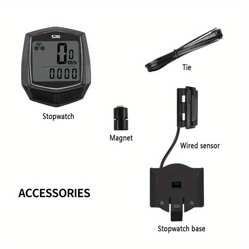 Bike Speedometer Odometer with AG10 Battery, Magnet Sensor, Stopwatch Base