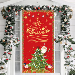 Christmas Door Cover Santa Xmas Hanging Background Yard Decoration