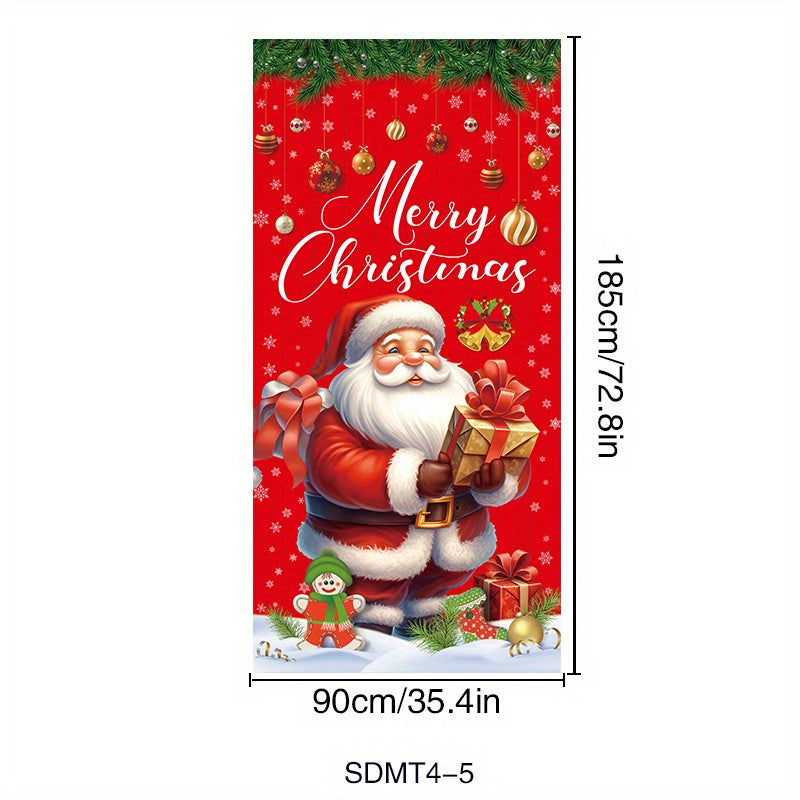 Christmas Door Cover Santa Xmas Hanging Background Yard Decoration