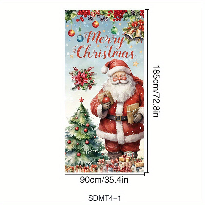 Christmas Door Cover Santa Xmas Hanging Background Yard Decoration